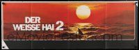 6s439 JAWS 2 teaser German 17x47 '78 art of man-eating shark's fin in red water at sunset!