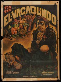 6s114 EL VAGABUNDO Mexican poster '53 really great Cabral art of homeless Tin-Tan & circus!