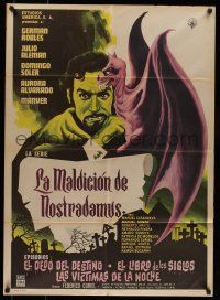 6s127 LA MALDICION DE NOSTRADAMUS Mexican poster '60 German Robles, great fantasy horror art!