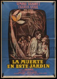 6s130 LA MORT EN CE JARDIN Mexican poster '60 Luis Bunuel's La mort en ce jardin, Signoret & Vanel!