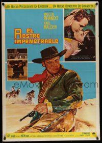 6s153 ONE EYED JACKS Mexican poster '62 art of star & director Marlon Brando with gun & bandolier!