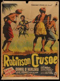 6s155 ROBINSON CRUSOE Mexican poster '54 Luis Bunuel, art of Dan O'Herlihy!