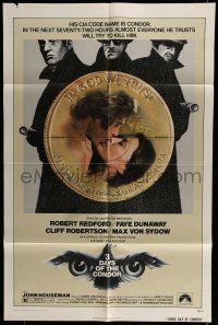 6t003 3 DAYS OF THE CONDOR 1sh '75 CIA analyst Robert Redford & Faye Dunaway!