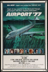 6t012 AIRPORT '77 1sh '77 Lee Grant, Jack Lemmon, de Havilland, Bermuda Triangle crash art!