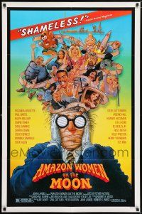 6t017 AMAZON WOMEN ON THE MOON 1sh '87 Joe Dante, cool wacky art of cast by William Stout!