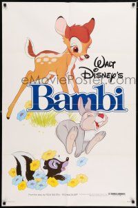 6t032 BAMBI 1sh R82 Walt Disney cartoon deer classic, great art with Thumper & Flower!