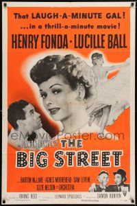 6t039 BIG STREET style A 1sh R55 Henry Fonda, pretty Lucille Ball's best friend is a dollar!