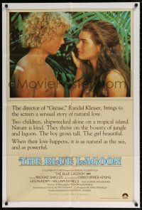 6t046 BLUE LAGOON 1sh '80 sexy young Brooke Shields & Christopher Atkins!