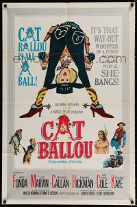 6t078 CAT BALLOU 1sh '65 classic sexy cowgirl Jane Fonda, Lee Marvin, great artwork!