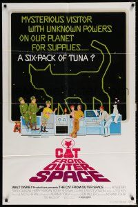 6t079 CAT FROM OUTER SPACE 1sh '78 Walt Disney sci-fi, wacky art of alien feline & cast!