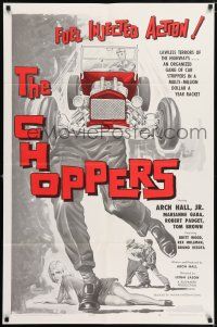 6t087 CHOPPERS 1sh '62 cool art of punk stealing hot rod, lawless terrors of the highways!