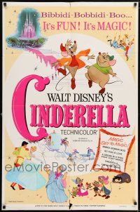6t089 CINDERELLA 1sh R73 Walt Disney classic romantic cartoon, image of prince & mice!