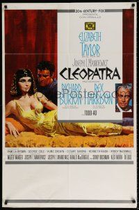 6t092 CLEOPATRA Spanish/U.S. 1sh '64 Elizabeth Taylor, Richard Burton, Rex Harrison, Howard Terpning art