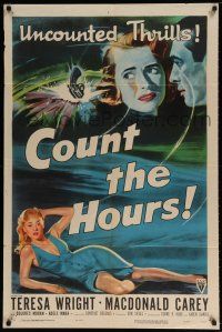 6t103 COUNT THE HOURS style A 1sh '53 Don Siegel, art of sexy bad girl Adele Mara in low-cut dress!