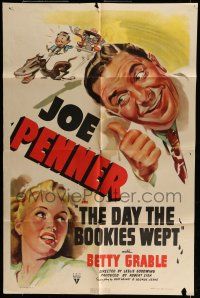 6t119 DAY THE BOOKIES WEPT 1sh '39 wonderful art of Betty Grable & Joe Penner, horse racing!