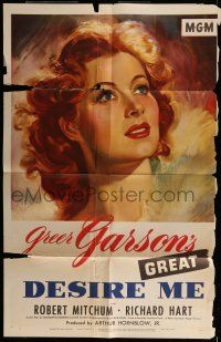 6t130 DESIRE ME 1sh '47 great close-up portrait artwork of gorgeous Greer Garson!