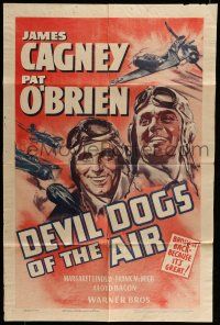 6t134 DEVIL DOGS OF THE AIR 1sh R41 great art of Marine pilots James Cagney & Pat O'Brien!