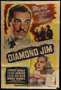 6t136 DIAMOND JIM 1sh R40s Edward Arnold, Jean Arthur, Cesar Romero, written by Preston Sturges!