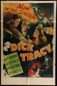 6t138 DICK TRACY style A 1sh '45 Morgan Conway as Chester Gould's classic cartoon strip detective!