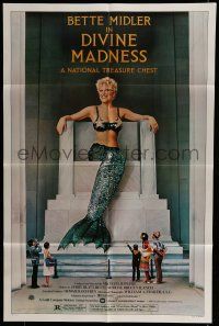 6t146 DIVINE MADNESS style B 1sh '80 wacky image of Bette Midler as part of Mt. Rushmore!