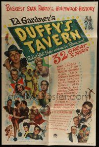 6t168 DUFFY'S TAVERN style A 1sh '45 art of Paramount's biggest stars including Lake, Ladd & Crosby
