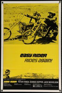 6t179 EASY RIDER 1sh R72 different classic image of Peter Fonda & Dennis Hopper on motorcycles!