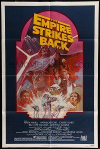 6t193 EMPIRE STRIKES BACK 1sh R82 George Lucas sci-fi classic, cool artwork by Tom Jung!