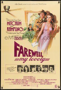 6t215 FAREWELL MY LOVELY English 1sh '75 different art of Charlotte Rampling & Robert Mitchum!
