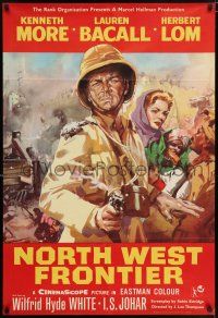 6t587 NORTH WEST FRONTIER English 1sh '60 Lauren Bacall & soldier Kenneth More, Flame Over India!