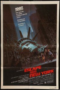 6t200 ESCAPE FROM NEW YORK 1sh '81 Carpenter, art of decapitated Lady Liberty by Jackson!