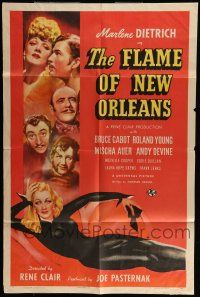 6t222 FLAME OF NEW ORLEANS style C 1sh '41 best art of Marlene Dietrich by Alberto Vargas, rare!