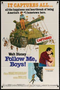 6t225 FOLLOW ME BOYS 1sh R76 Fred MacMurray leads Boy Scouts, Kurt Russell, Walt Disney!