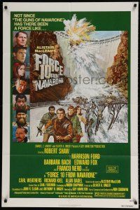 6t231 FORCE 10 FROM NAVARONE 1sh '78 Robert Shaw, Harrison Ford, cool art by Bryan Bysouth!