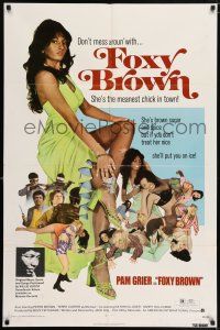6t232 FOXY BROWN 1sh '74 don't mess with Pam Grier, meanest chick in town, she'll put you on ice!