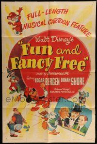 6t243 FUN & FANCY FREE style A 1sh '47 Walt Disney, art of Edgar Bergen & Charlie McCarthy!