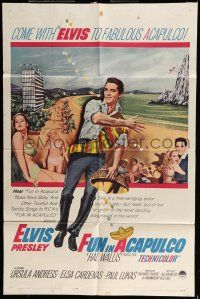 6t244 FUN IN ACAPULCO 1sh '63 Elvis Presley in fabulous Mexico with sexy Ursula Andress!