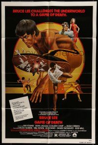 6t252 GAME OF DEATH 1sh '79 Bruce Lee, cool Bob Gleason martial arts artwork!