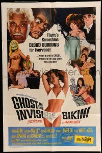6t271 GHOST IN THE INVISIBLE BIKINI 1sh '66 Boris Karloff + sexy girls & wacky horror images!