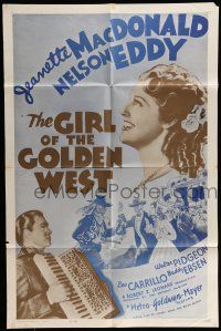 6t279 GIRL OF THE GOLDEN WEST 1sh R62 Jeanette MacDonald & Nelson Eddy!
