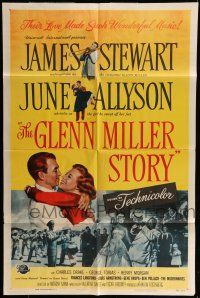 6t288 GLENN MILLER STORY 1sh '54 James Stewart in the title role, June Allyson, Louis Armstrong!