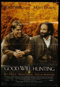 6t303 GOOD WILL HUNTING 1sh '97 great image of smiling Matt Damon & Robin Williams!