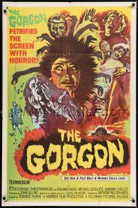 6t307 GORGON 1sh '64 she had a face only a mummy could love, petrifies the screen w/ horror!