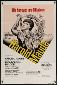 6t322 HAROLD & MAUDE 1sh R79 Ruth Gordon, Bud Cort is equipped to deal w/life!