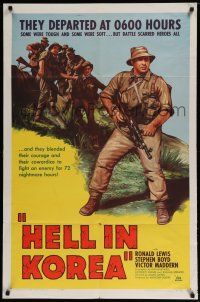 6t327 HELL IN KOREA 1sh '57 they blended courage & cowardice to fight an enemy for 72 hours!