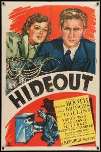 6t332 HIDEOUT 1sh '49 cool film noir artwork of Lloyd Bridges & Adrian Booth!