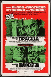 6t340 HORROR OF FRANKENSTEIN/SCARS OF DRACULA 1sh '71 with the blood-brothers of horror & terror!