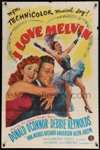 6t361 I LOVE MELVIN 1sh '53 great romantic art of Donald O'Connor & Debbie Reynolds!