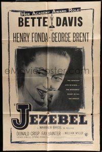 6t402 JEZEBEL 1sh R48 Bette Davis, Henry Fonda, George Brent, directed by William Wyler!
