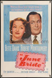 6t412 JUNE BRIDE 1sh '48 Bette Davis & Robert Montgomery in the happiest hit of their lives!
