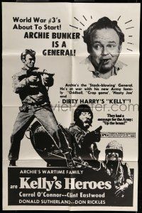 6t418 KELLY'S HEROES 1sh R70s Archie Bunker billed at top, Dirty Harry mentioned, rare!